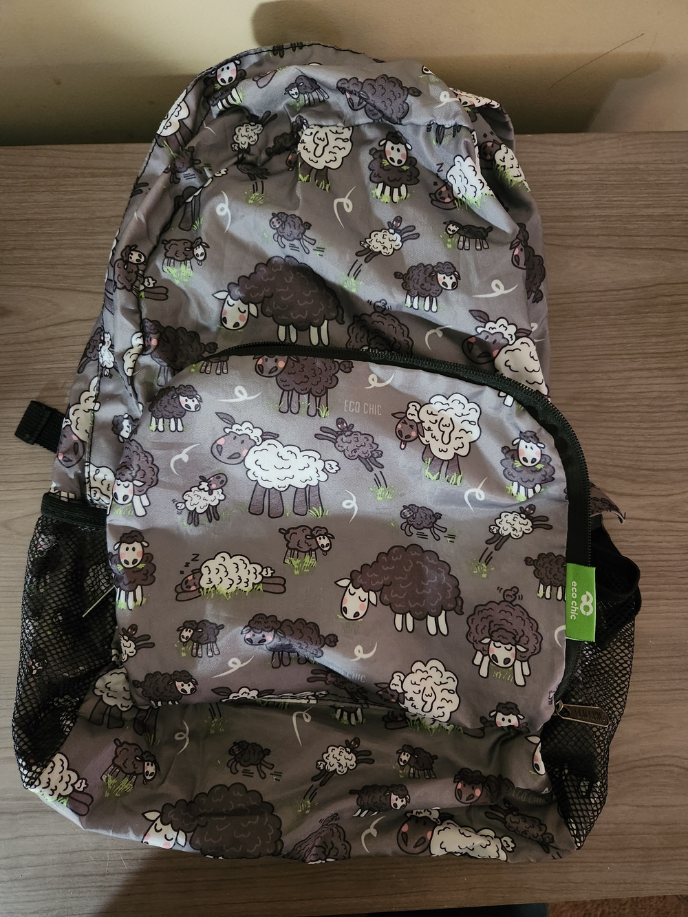 Eco Chic Kids Sheep Print Backpack - Gray
